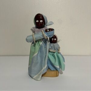 VTG KATY PUERTO PLATA R.D. (DOMINICAN REPUBLIC) BLACK FOLK ART MOTHER CHILD BABY